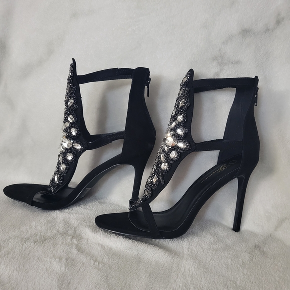 Olivia Ferguson Black Embellished Stiletto Heels - Picture 5 of 10
